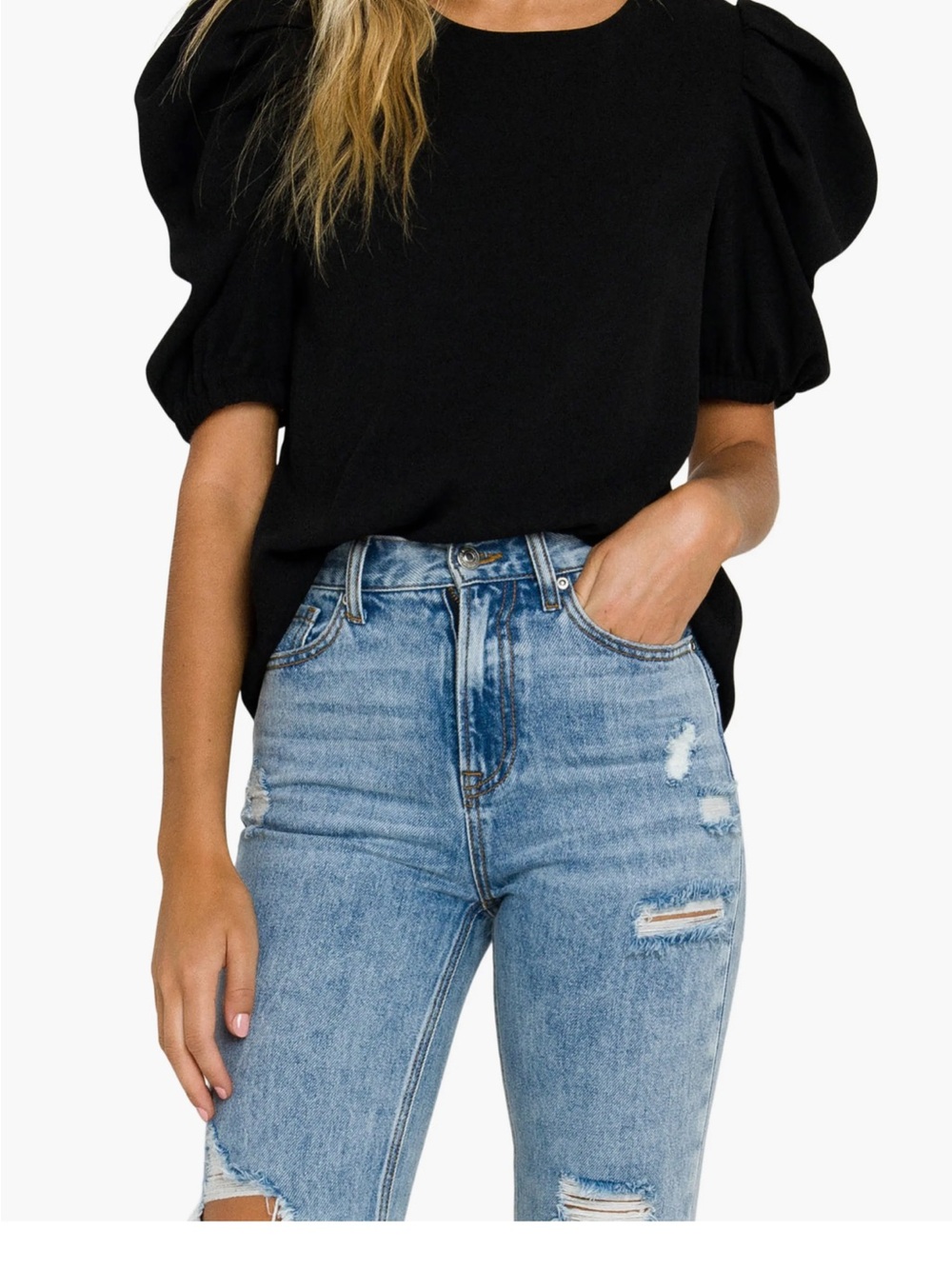 English Factory XS black Puff Sleeve worn 1x